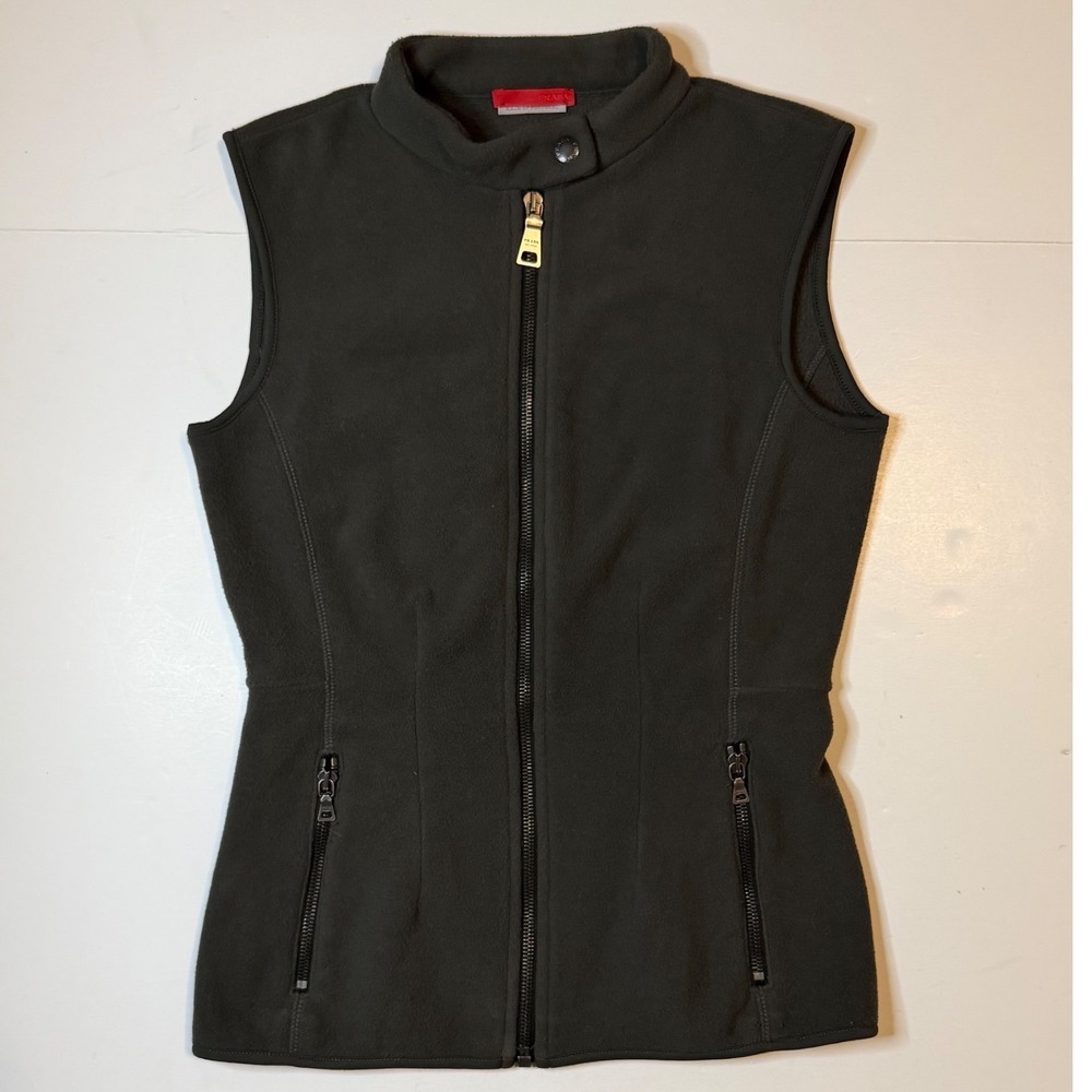 Prada Sport Fleece Vest Womens Sm Green Excellent Y2K Vintage Mock Neck Zip Up